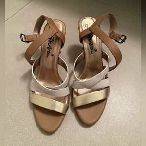 Lanvin Brown and Gold Strappy Sandals